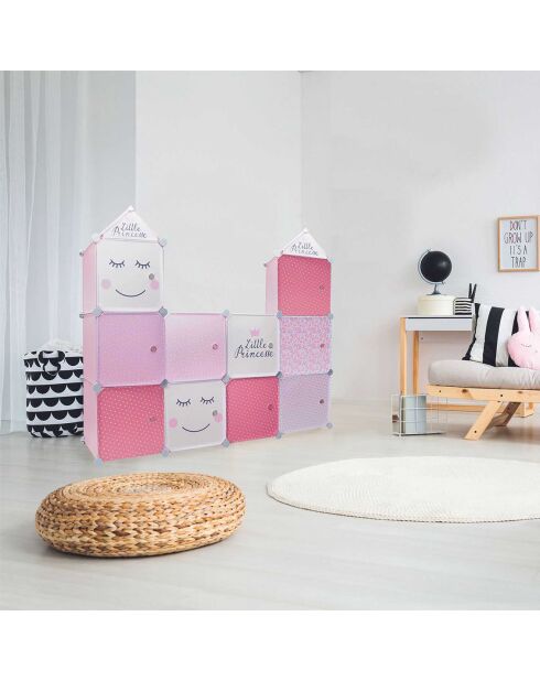 Rangement armoire modulable rose/blanc/gris/violet - 34x32x110 cm