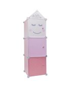 Rangement armoire modulable rose/blanc/gris/violet - 34x32x110 cm