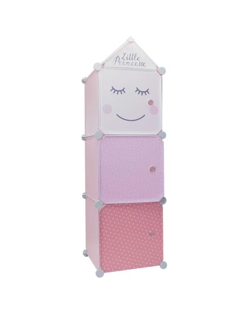Rangement armoire modulable rose/blanc/gris/violet - 34x32x110 cm