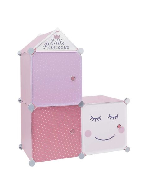 Rangement armoire modulable rose/blanc/gris/violet - 34x32x110 cm