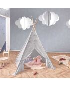 Tipi à Pois gris - 120x120x160 cm