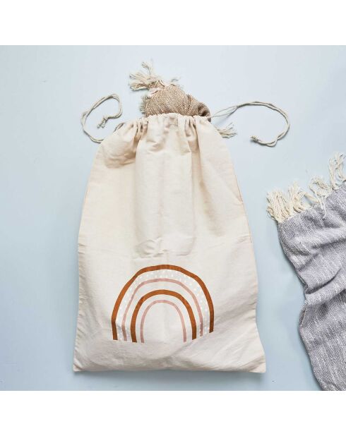 Sac à linge Arc-en-ciel beige - 70x70x50 cm