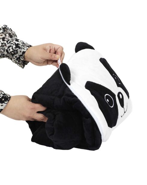 Couverture convertible Panda noir/blanc - 40x40x5 cm