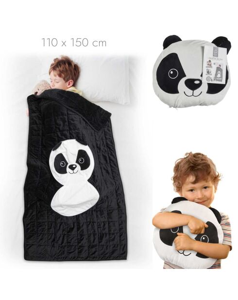 Couverture convertible Panda noir/blanc - 40x40x5 cm