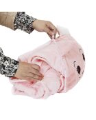 Couverture convertible Chat rose - 40x40x5 cm