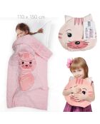Couverture convertible Chat rose - 40x40x5 cm
