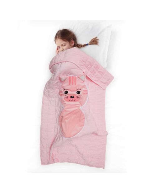 Couverture convertible Chat rose - 40x40x5 cm