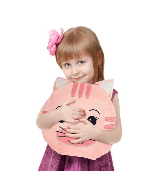 Couverture convertible Chat rose - 40x40x5 cm