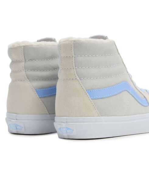 Baskets en Velours de Cuir SK8-Hi fourrées crème/bleu