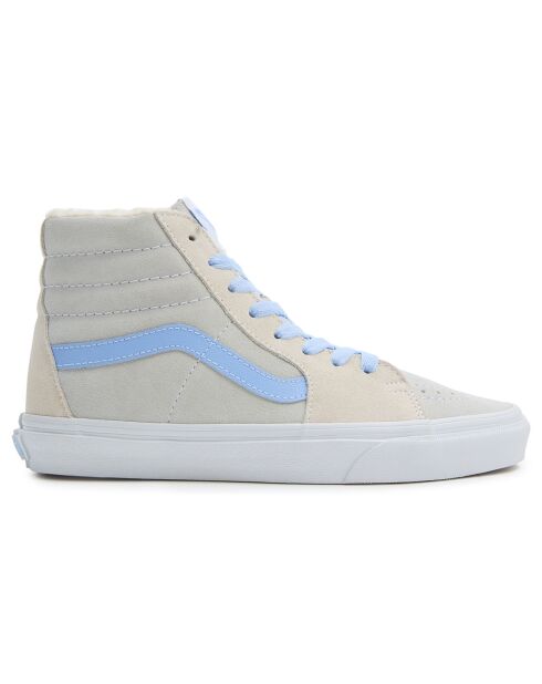 Baskets en Velours de Cuir SK8-Hi fourrées crème/bleu