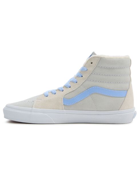 Baskets en Velours de Cuir SK8-Hi fourrées crème/bleu