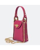 Custodia per telefono in pelle fucsia chiara - 12x6x17 cm