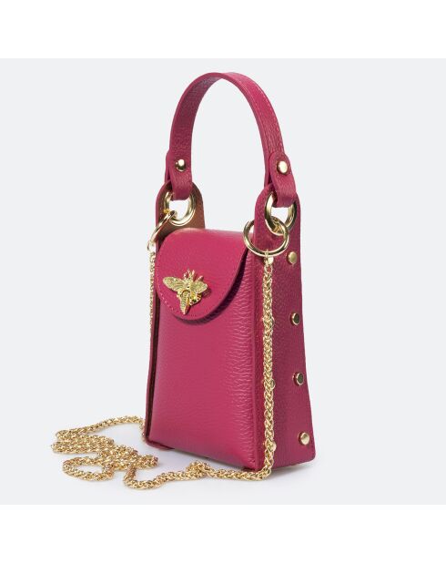 Custodia per telefono in pelle fucsia chiara - 12x6x17 cm