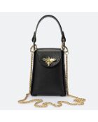 Custodia per telefono in pelle trasparente nera - 12x6x17 cm