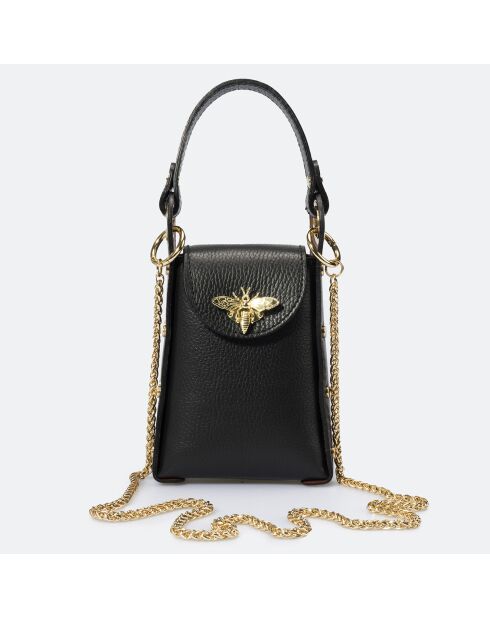 Custodia per telefono in pelle trasparente nera - 12x6x17 cm