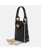 Custodia per telefono in pelle trasparente nera - 12x6x17 cm