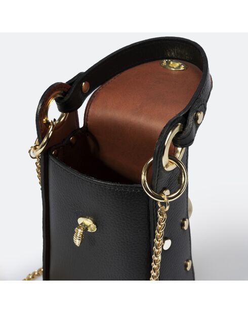 Custodia per telefono in pelle trasparente nera - 12x6x17 cm