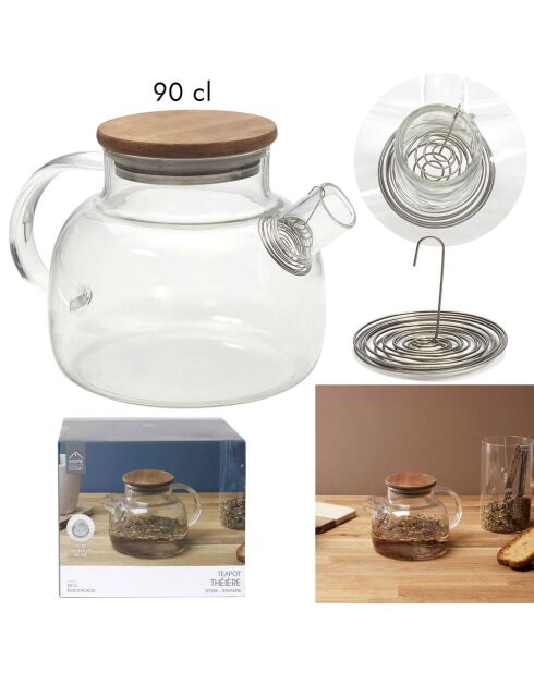 Théière en verre transparente - 90 cl
