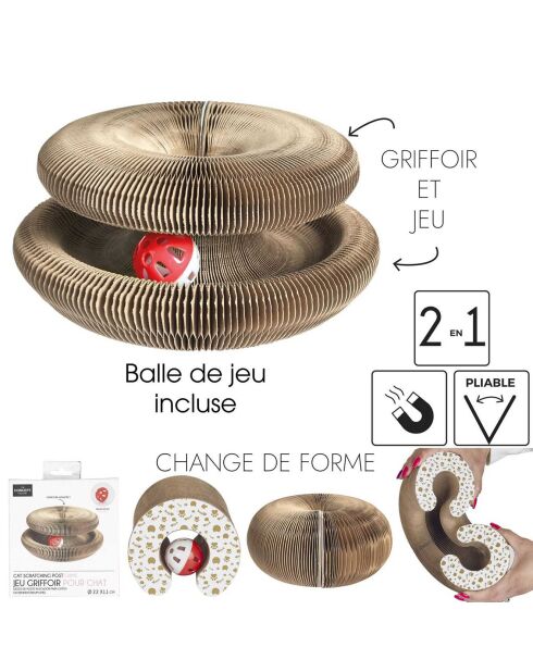 Jeu griffoir pour chat  marron - 24x24x11.5x11.5 cm