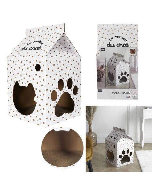 Maison pour Chat blanche - 33x31.5x55.5x55.5 cm