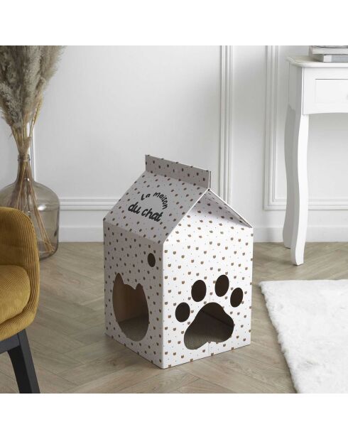 Maison pour Chat blanche - 33x31.5x55.5x55.5 cm