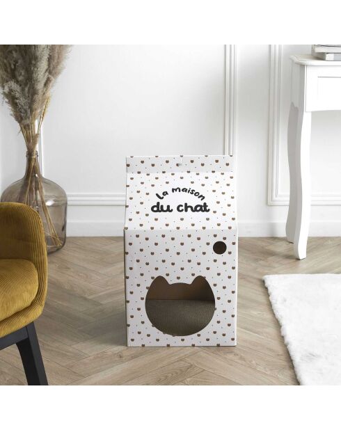 Maison pour Chat blanche - 33x31.5x55.5x55.5 cm
