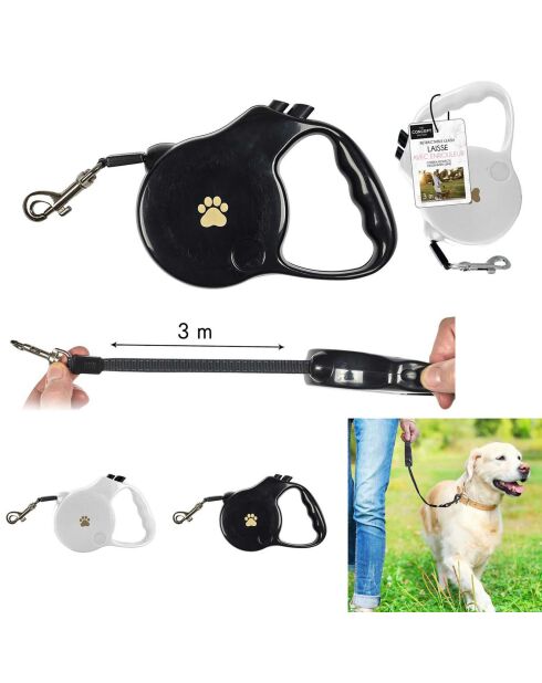 Laisse avec enrouleur coloris aléatoire