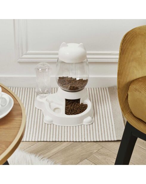 Distributeur eau et croquette blanc