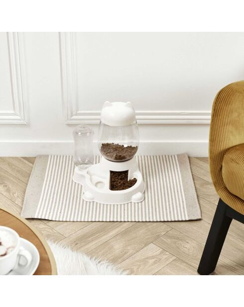 Distributeur eau et croquette blanc