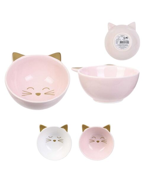 Coupelle Chat blanc/rose - 10.4x11x5x5 cm