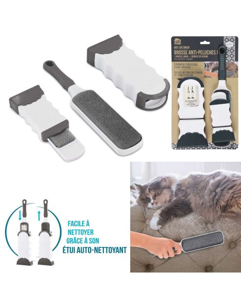 2 Brosses anti peluches grises