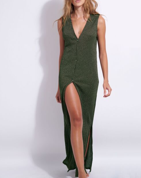 Ima kaki groen Lurex lang vest