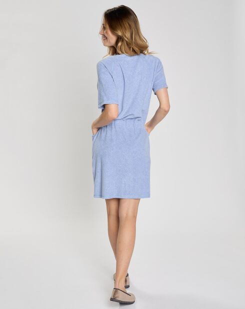 Robe de chambre en bouclette éponge Essentiel bleu ciel/chiné clair