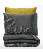Parure housse de couette satin de coton Libby vert/anthracite