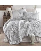 Parure housse de couette satin de coton Tuluna gris/blanc