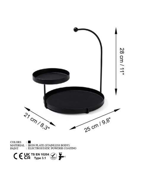 Accesorio decorativo de metal negro - 25x28x21