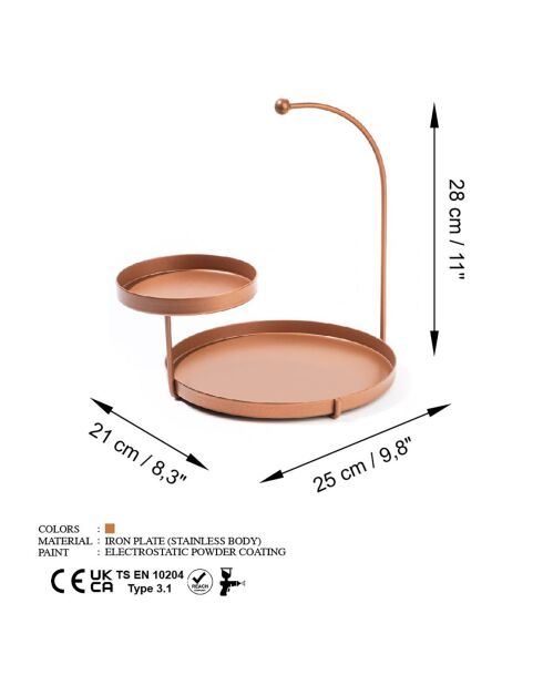 Accessoire décoratif en métal cuivre - 25x28x21