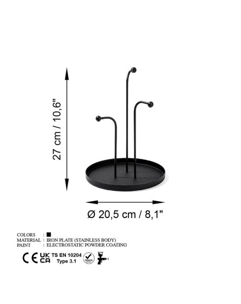 Accessoire décoratif en métal noir - D.20.5 cm