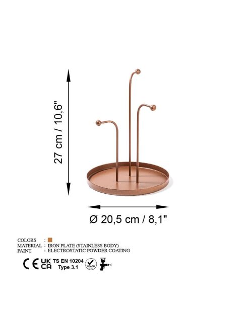 Accessoire décoratif en métal cuivre -  D.20.5 cm
