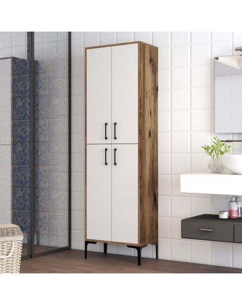 Wit/bruine multifunctionele kledingkast - 200x60x35