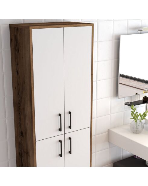 Wit/bruine multifunctionele kledingkast - 200x60x35