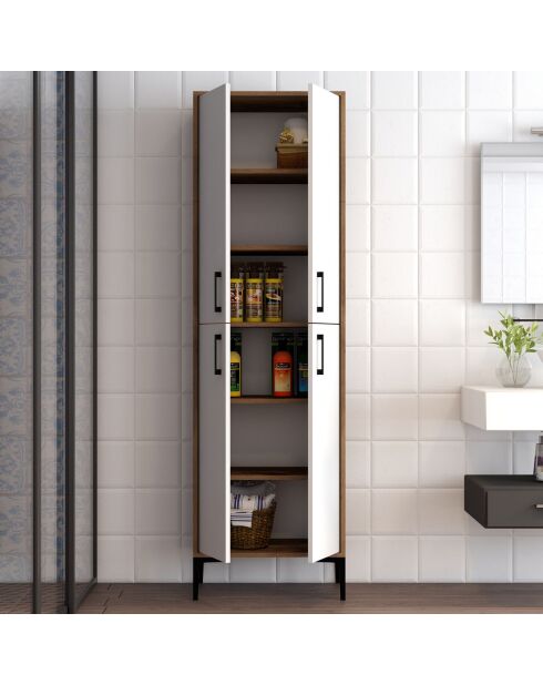 Armoire polyvalente blanc/marron - 200x60x35