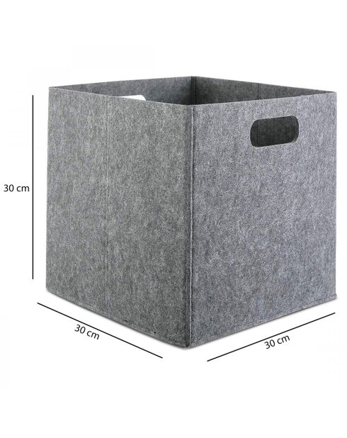 Cesta de fieltro gris - 30 x 30 x 30 cm