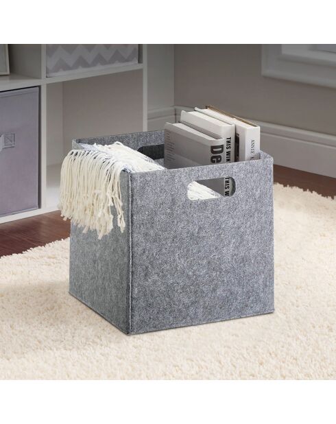 Cesta de fieltro gris - 30 x 30 x 30 cm