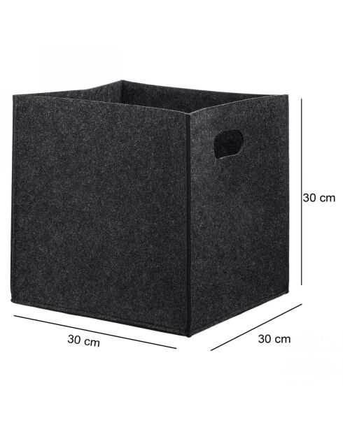 Panier en feutre noir - 30 x 30 x 30 cm