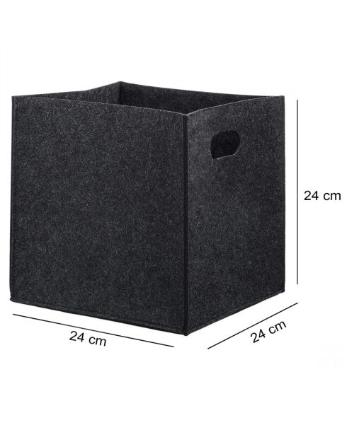 Panier en feutre noir - 24x24x24