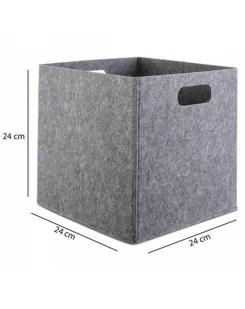 Cesta de fieltro gris - 24x24x24