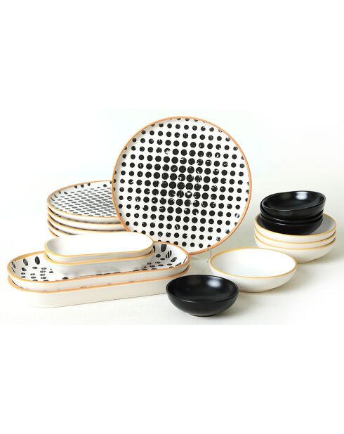 Service petit déjeuner noir/blanc - 18 pièces