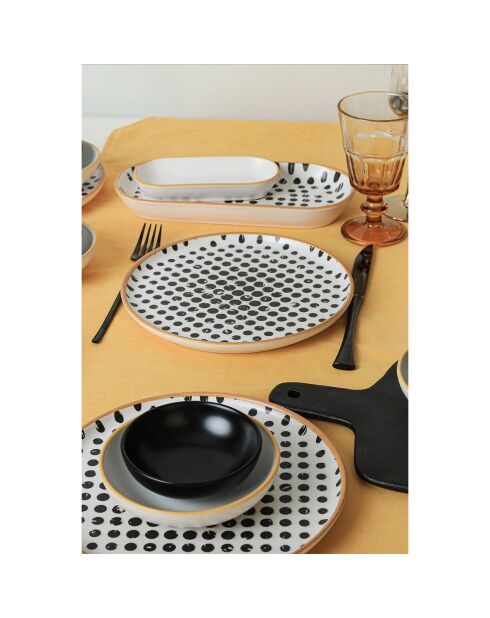 Service petit déjeuner noir/blanc - 18 pièces