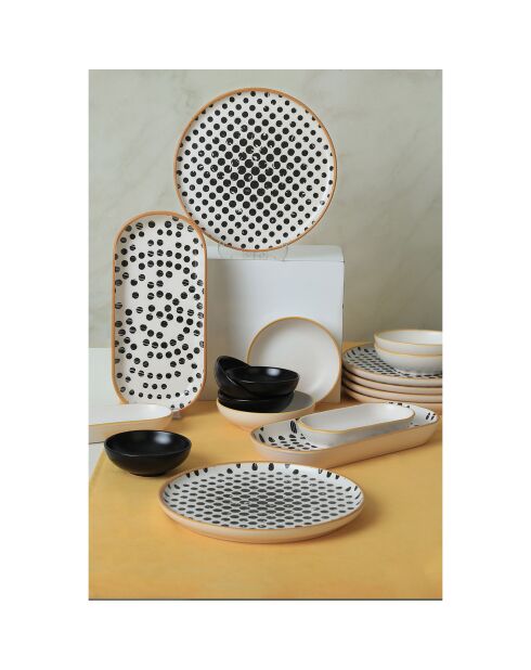 Service petit déjeuner noir/blanc - 18 pièces